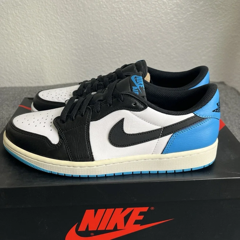 Nike Air Jordan 1 Retro Low OG White Powder Blue Black UNC CZ0790-104 Size 10.5